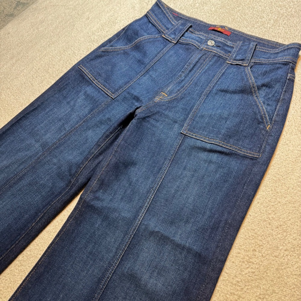 7 For All Mankind Jeans Womens 31 Wide Leg Flare Dark Wash Patch Pocket